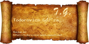 Todorovics Géza névjegykártya